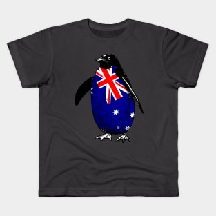 Australia Penguin Flag of Australia | Vintage Penguin Supporting Australia Kids T-Shirt